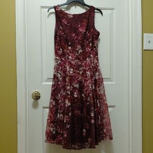 Danny & Nicole | Dresses | New Danny Nicole 4p Sleeveless Floral Mixed Lace  Midi Fit Flare | Poshmark
